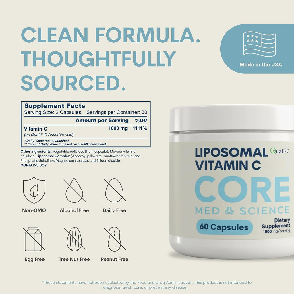 Core Med Science Vitamina C Liposomal 1000 mg, 60 Cápsulas