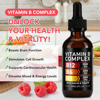 Frovetani Complejo B Orgánico Líquido con Vitaminas B12 Metilcobalamina, B6, B1, B9 - Apoyo Metabólico, Vegano, Sin Gluten