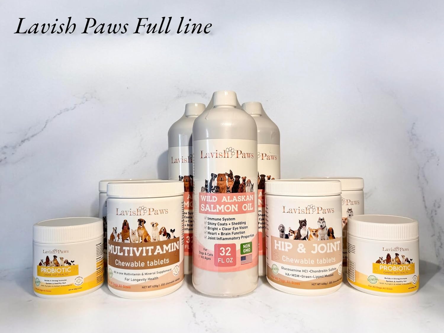 Lavish Paws Multivitamínico Completo para Perros - Natural, Sabor Salmón, 350 Comprimidos