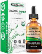 SBR Nutrition MAX Absorption - Vitamina D3 + K2 (MK-7) Gotas Líquidas con Aceite MCT, Sabor Menta