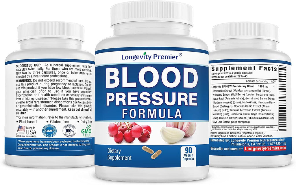 Longevity Blood Pressure Formula (90 cápsulas) x 2 + Glucose Formula (60 cápsulas) - Pack Ahorro