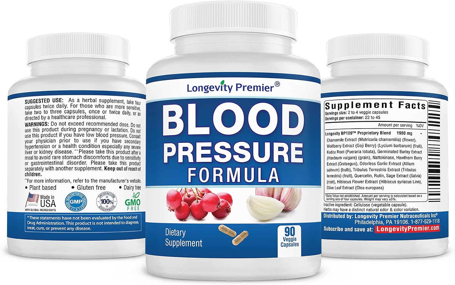 Longevity Blood Pressure Formula (90 cápsulas) x 2 + Glucose Formula (60 cápsulas) - Pack Ahorro