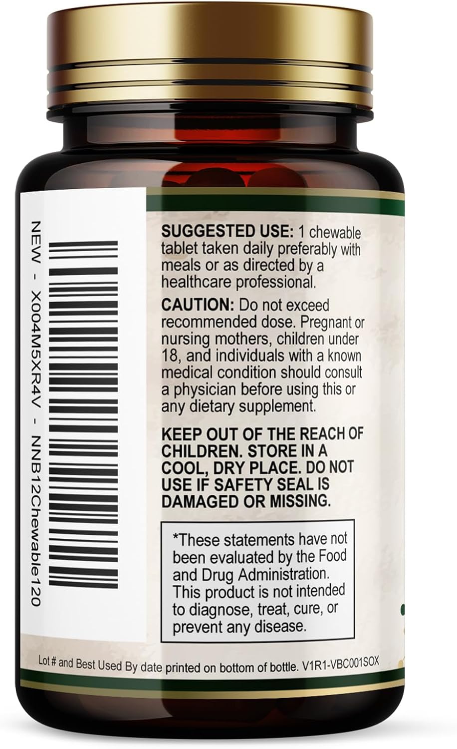 Vitamina B12 1000 mcg Metilcobalamina Comprimidos Masticables - 120 Comprimidos