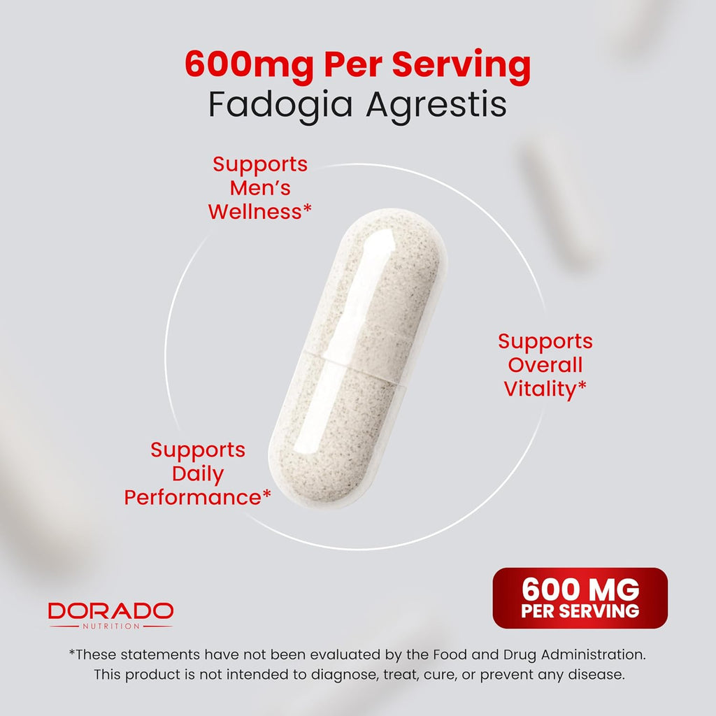 Fadogia Agrestis 600mg Extracto - 180 Cápsulas - Máxima Potencia - Vegano, Sin Gluten