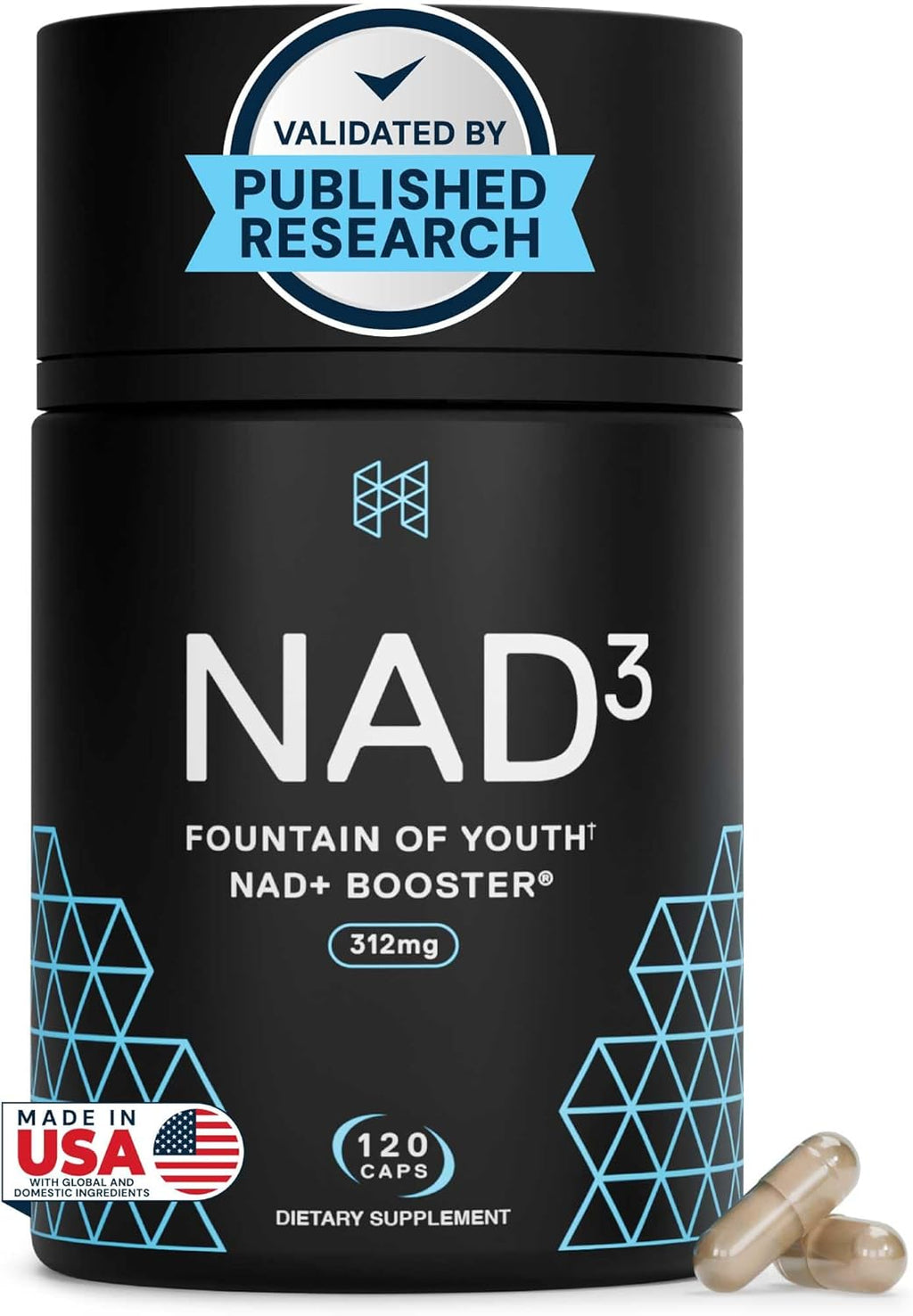 HPN NAD3 Clinical - Potenciador de NAD+ para Salud Celular y Energía Natural, 120 Cápsulas
