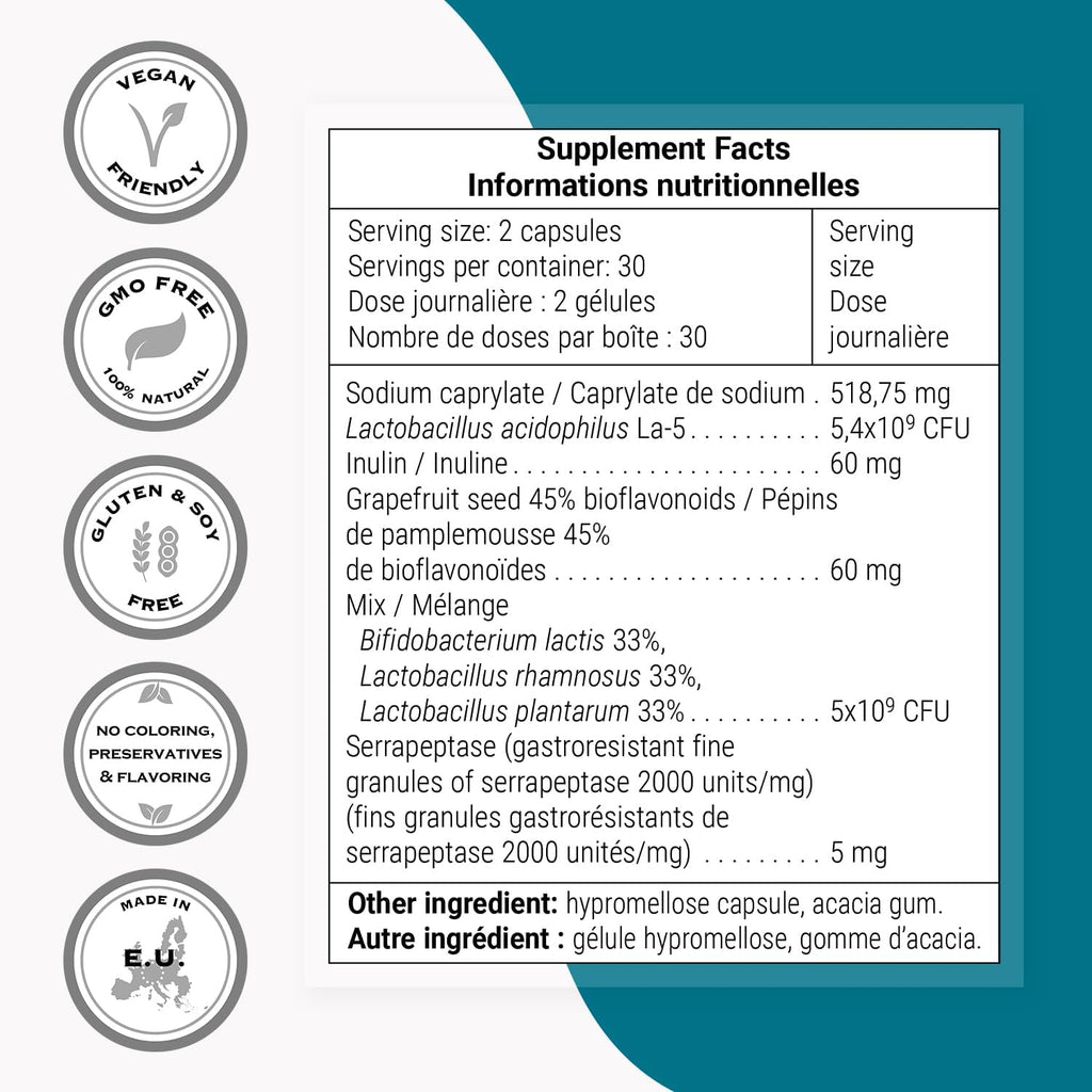 Supersmart Candalb - Probióticos y Prebióticos con Lactobacillus Acidophilus, Rhamnosus e Inulina - 60 Cápsulas