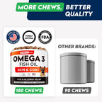 StrellaLab Omega 3 para Perros - (180 Golosinas) de Aceite de Salmón