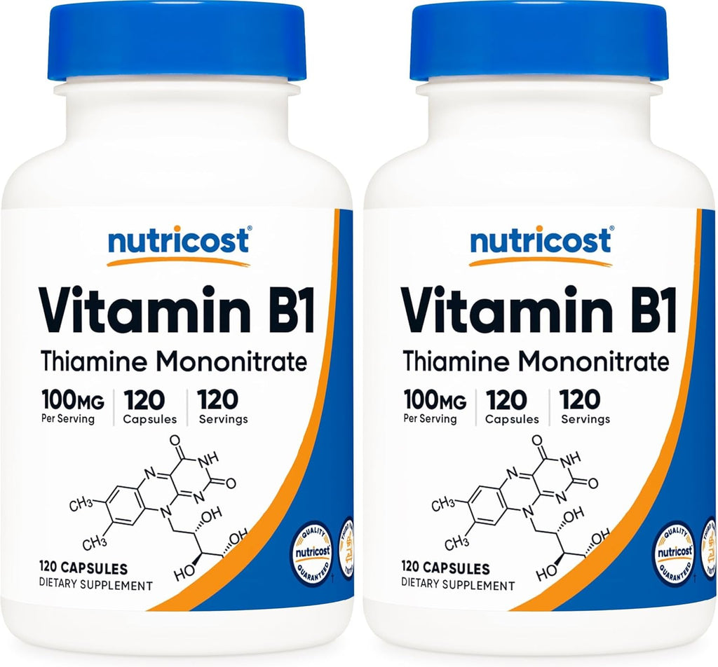 Nutricost Vitamina B1 (Tiamina) 100mg, 120 Cápsulas - Sin Gluten y No-GMO