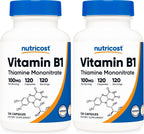 Nutricost Vitamina B1 (Tiamina) 100mg, 120 Cápsulas - Sin Gluten y No-GMO
