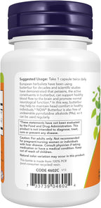 NOW Supplements, Butterbur con Feverfew, Apoyo Neurológico, 60 Cápsulas Vegetales