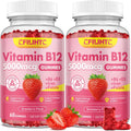 Gominolas de Vitamina B12 5000mcg con B6, D3, Hierro y Folato para Mujeres y Hombres - 2 Paquetes, Sin Azúcar