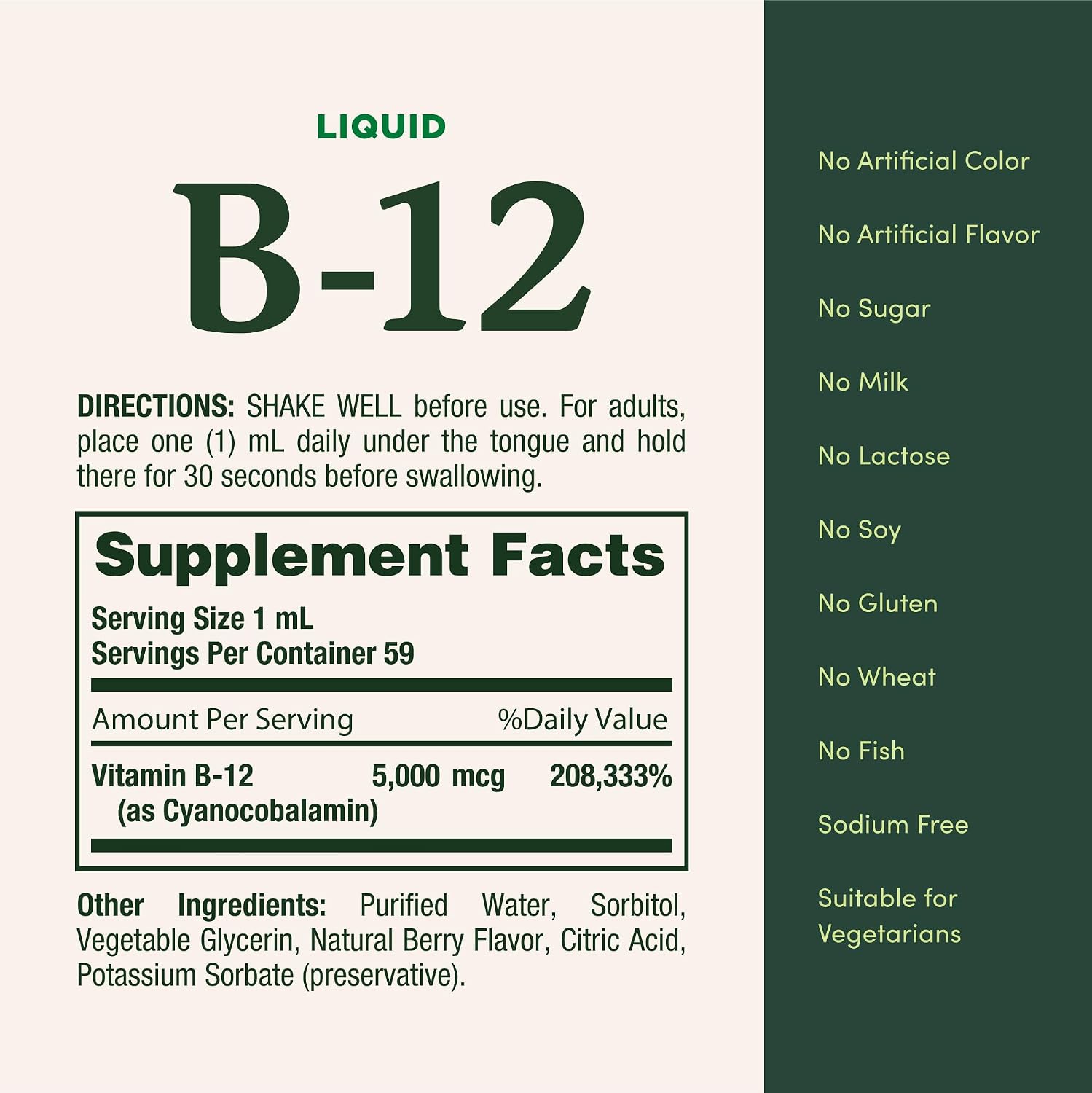 Nature's Bounty Vitamina B12 5000 mcg Líquido Sublingual, 59 ml