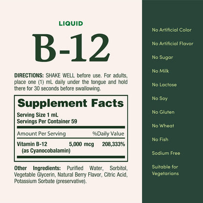Nature's Bounty Vitamina B12 5000 mcg – Funcionamiento normal del sistema inmunitario: Apoya las defensas – Image 5