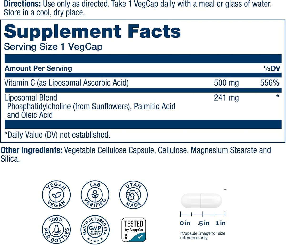 Solaray Vitamina C Liposomal 500 mg - 100 – Contribuye a la protección de las células frente al daño oxidativo. – Image 2