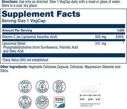 Solaray Vitamina C Liposomal 500 mg - 100 – Contribuye a la protección de las células frente al daño oxidativo. – Image 2