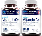 AgeImmune Complejo de Vitamina C 1000 mg con L-Lisina 500 mg, Zinc 12 mg y Bioflavonoides 300 mg - 2 Botellas
