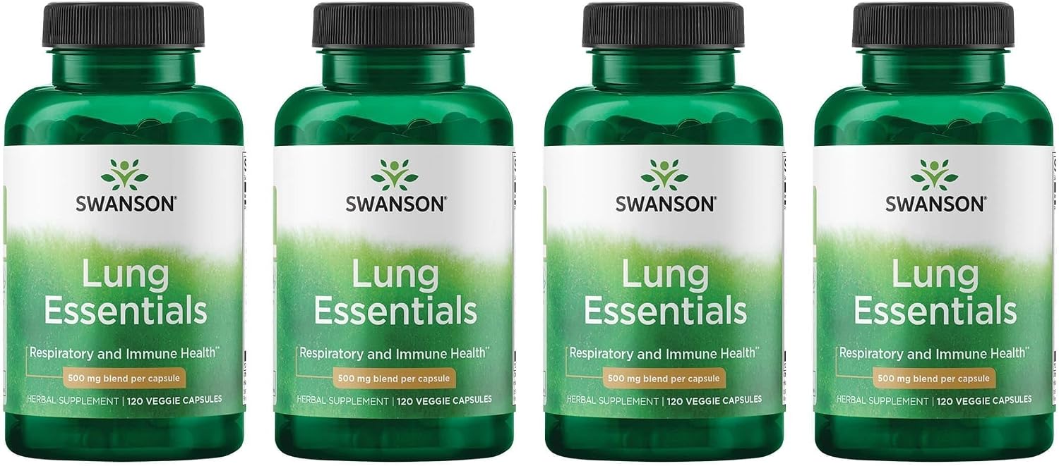 Swanson Lung Essentials 500 mg - 120 Cápsulas Veganas (Pack de 4)