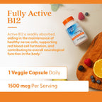 Doctor's Best Vitamina B12 Metilcobalamina 1500 mcg, 180 Cápsulas Veganas