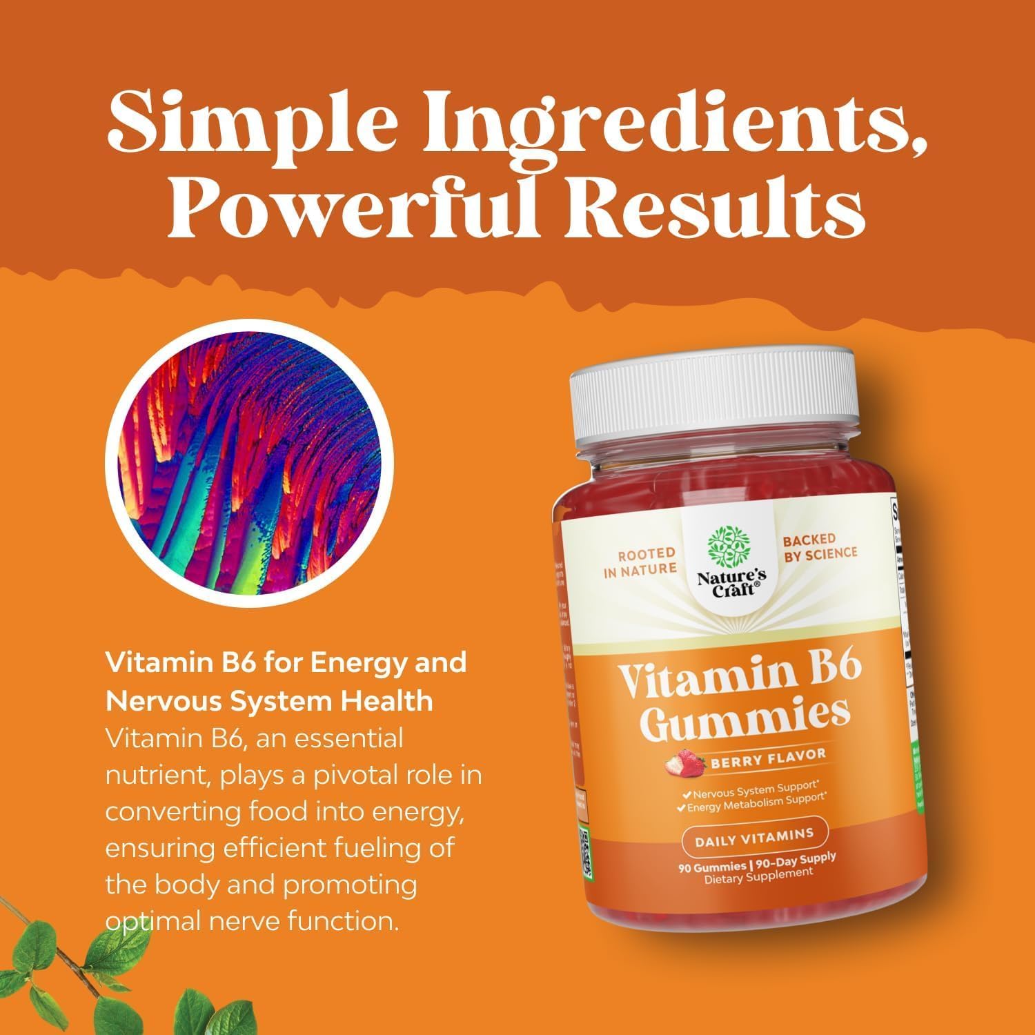 Gomitas de Vitamina B6 para Adultos - 50 mg por Ración - Apoyo Inmunológico, Nervioso y del Estado de Ánimo - 90 Gomitas