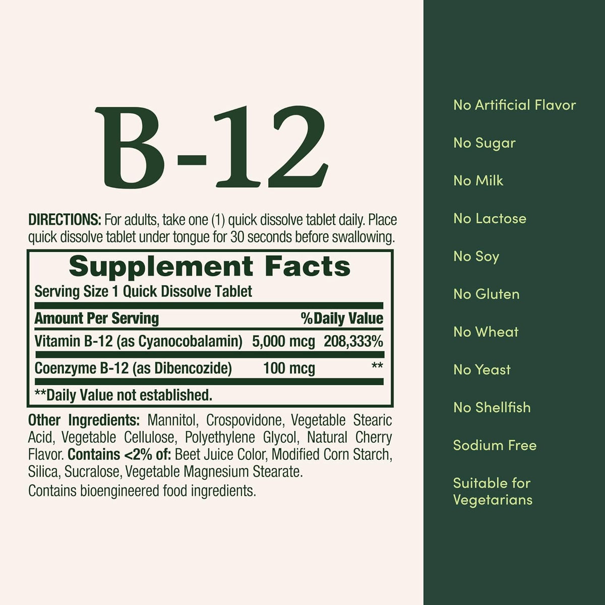 Nature's Bounty Vitamina B12 5000mcg – 40 – Vegetarianos y veganos: La B12 se encuentra principalmente en – Image 6