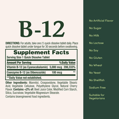 Nature's Bounty Vitamina B12 5000mcg – 40 – Vegetarianos y veganos: La B12 se encuentra principalmente en – Image 6