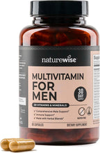NatureWise Multivitamínico para Hombres - Apoyo Diario - Minerales y Hierbas para Energía, Rendimiento, Inmunidad - con Vitamina A, C, D, Complejo B - Sin Soja ni Gluten, No GMO - 90 Cápsulas