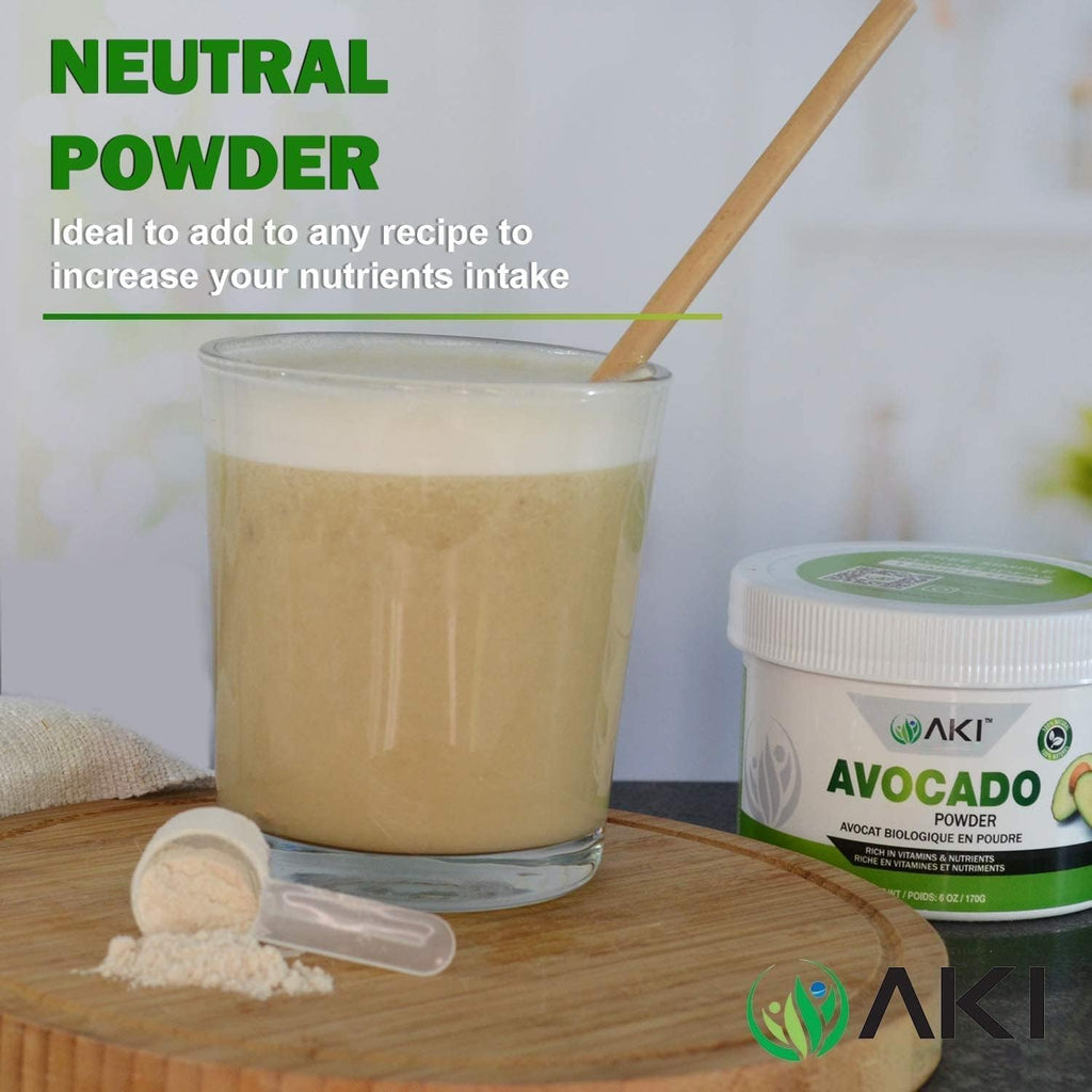 AKI Avocado Superfood Powder (170g) - Rico en Nutrientes, Vitaminas, Omega 3 y Antioxidantes - Vegano y No-GMO