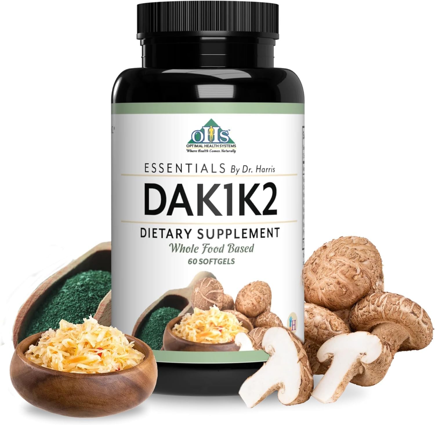 Optimal Health Systems Essential DAK1K2 | Vitamina D3 + A + K1 + K2 | 5000 UI | 60 Cápsulas Blandas
