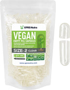 XPRS Nutra Cápsulas Vacías Tamaño 2 - 100 Cápsulas Vegetales Claras