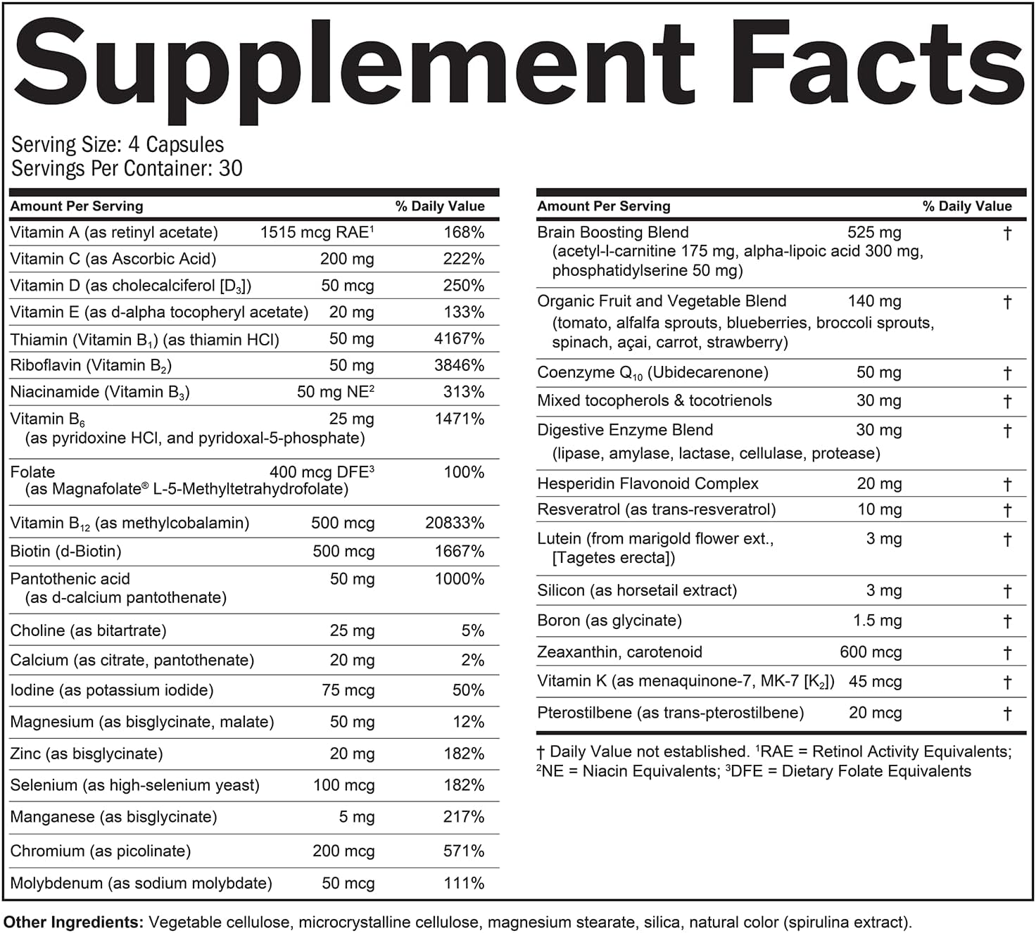 BRAINMD Dr Amen NeuroVite Plus - 120 Capsules - Multivitamin and Mineral Supplement, Enriched with Phytonutrients, Enzymes and Whole Foods - Gluten Free - 30 Servings