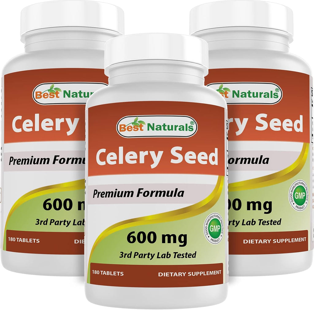 Best Naturals Semilla de Apio 600 mg, 180 Comprimidos (Paquete de 3)