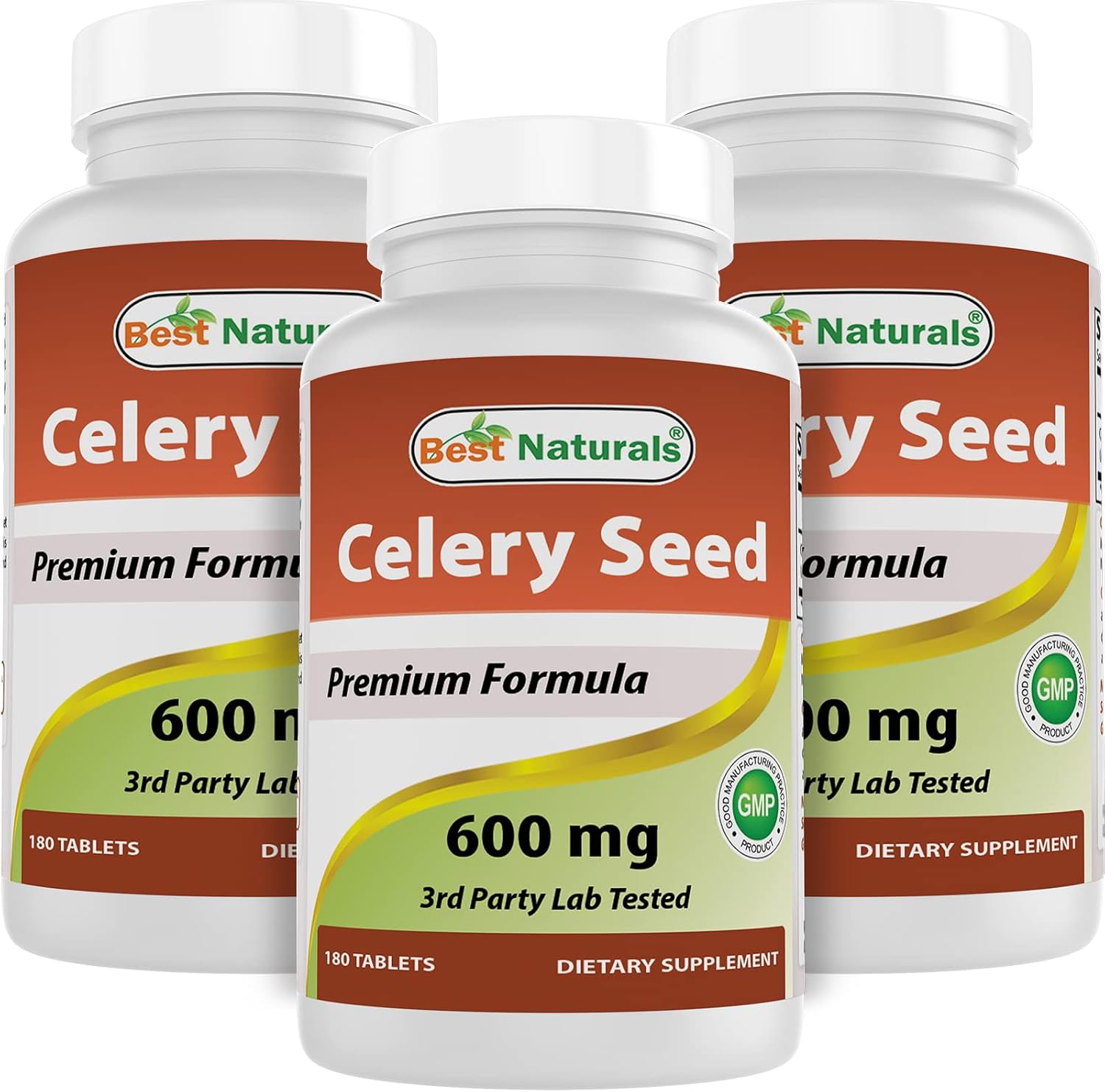 Best Naturals Semilla de Apio 600 mg, 180 Comprimidos (Paquete de 3)