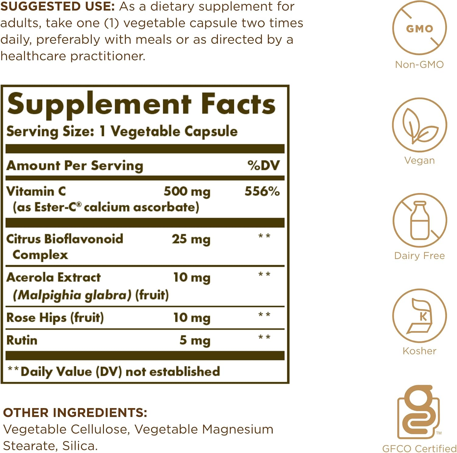 Solgar Ester-C Plus 500 mg Vitamin C (Ascorbate Complex) - 50 Vegetable Capsules