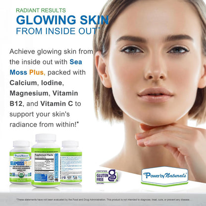 Power By Naturals Sea Moss Plus – Cápsulas Orgánicas de Musgo de Mar Irlandés con Bladderwrack y Raíz de Bardana – 120 – Image 5