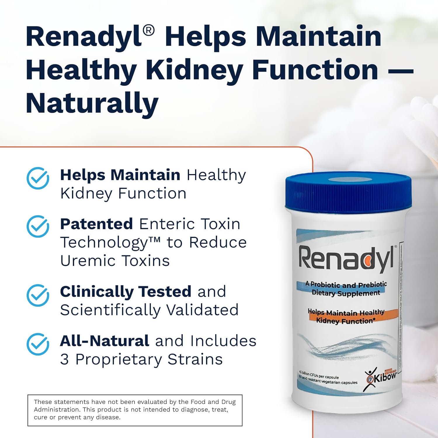 Renadyl Probiótico Renal – 180 Cápsulas (3 Botellas, 3 Meses)