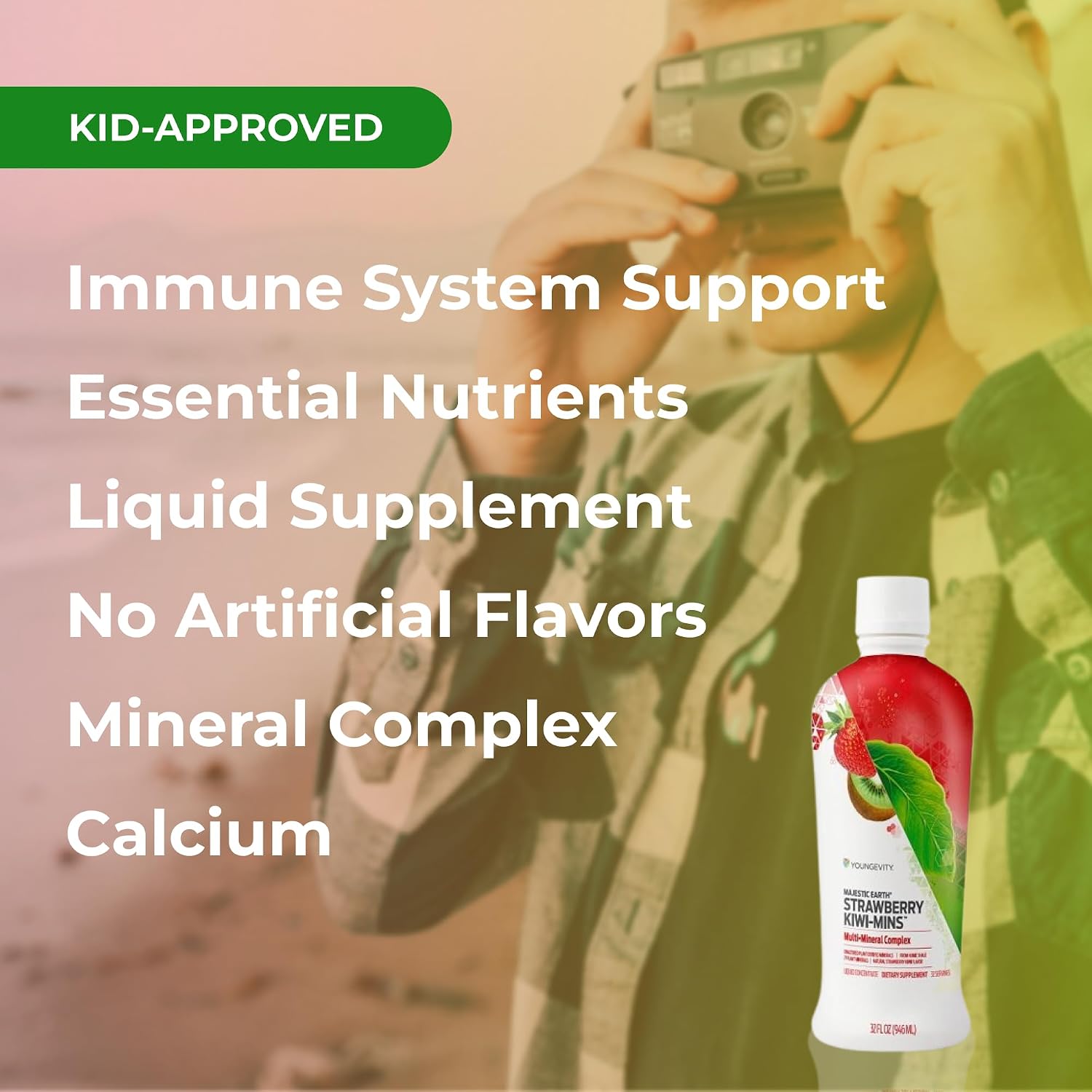 Youngevity Strawberry Kiwi-Mins Complejo Mineral Líquido de Origen Vegetal - 946 ml