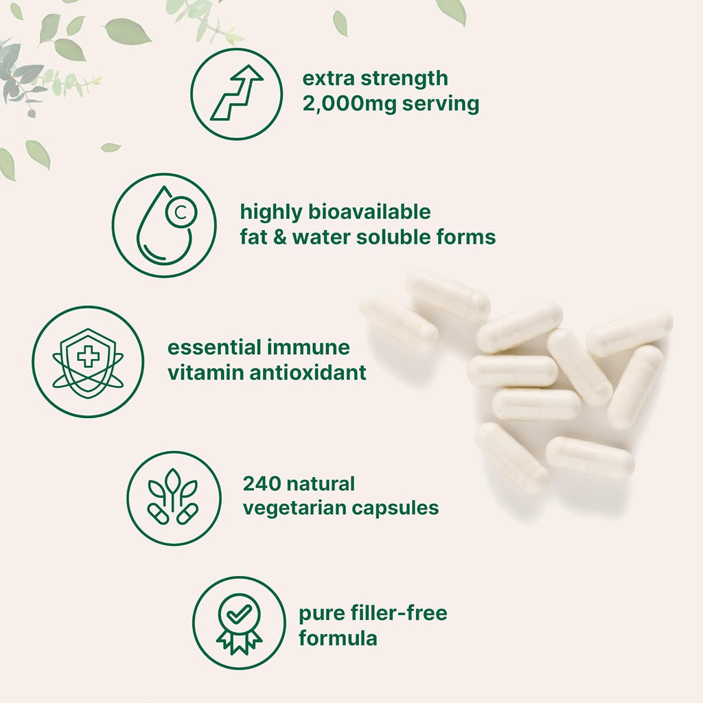 Pure Vitamin C 2,000 mg | 240 Cápsulas Veganas | Micro Ingredients