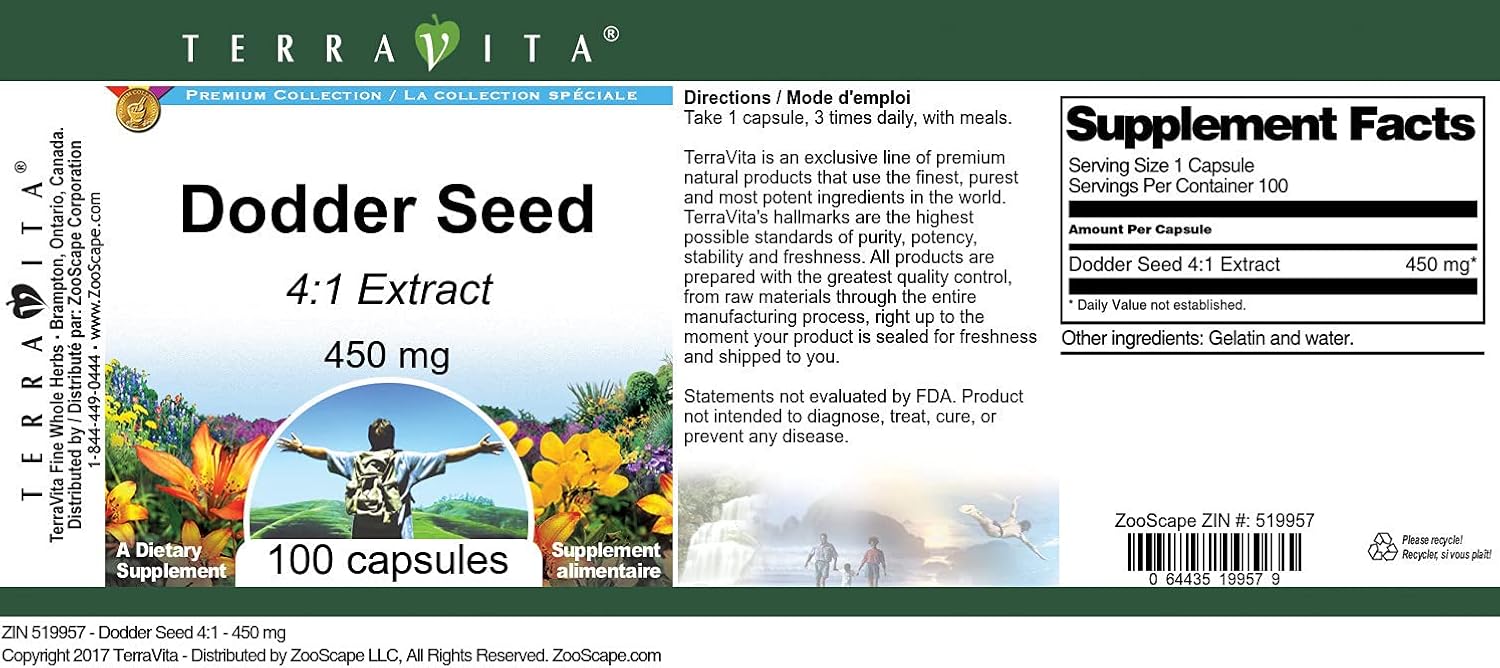 Dodder Seed 4:1-450 mg (100 Cápsulas) - TerraVita