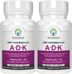 NatureGenX ADK Vitamin Supplement – Vitamins A, D3 & K2 MK-7 for Bone Health & Calcium Absorption – Gluten-Free, Non-GMO, Soy-Free – 120 Capsules, 2-Pack (4-Month Supply)