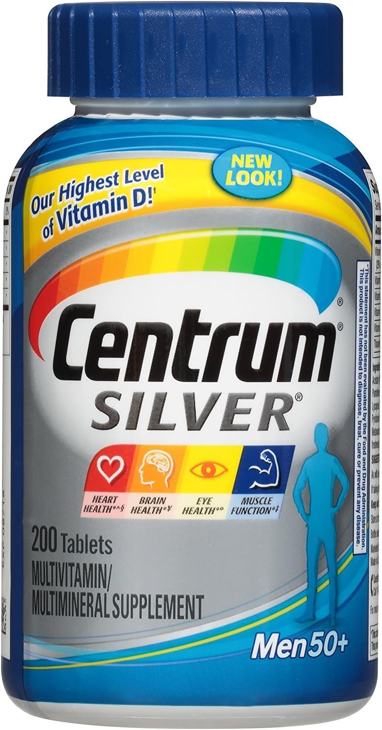 Centrum Men's Ultra Silver Multivitamínico para Hombres, 200 Comprimidos (Paquete de 4)