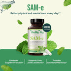 HealthyWayRx SAM-e 500mg - S-Adenosil-L-Metionina - 180 Cápsulas para Apoyo Cerebral y Hepático