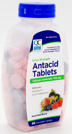Quality Choice Antiácido Extra Strength - Carbonato Cálcico 750 mg - 96 Comprimidos Masticables Sabor Bayas (Pack de 2)