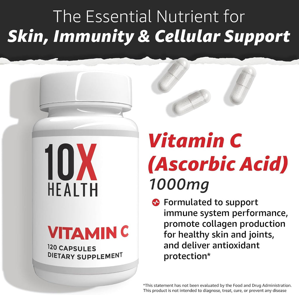 Vitamina C 1000 mg - 120 Cápsulas | 10X Health System