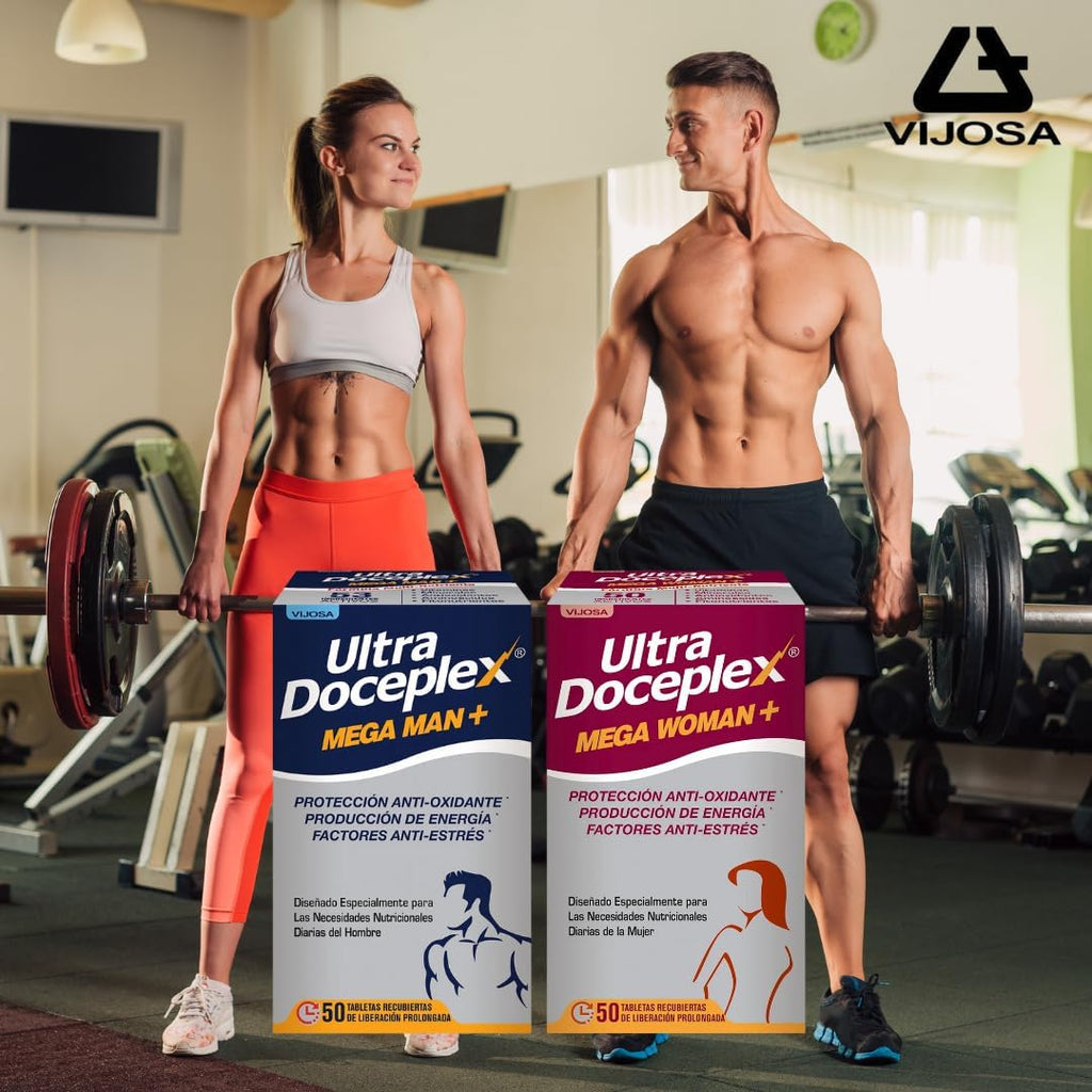 Ultra Doceplex Mega Man+ & Mega Woman+ – Antioxidant, Energy Boost, Stress Relief – 50 Prolonged-Release Tablets Each – Tailored Daily Nutrition for Men and Women