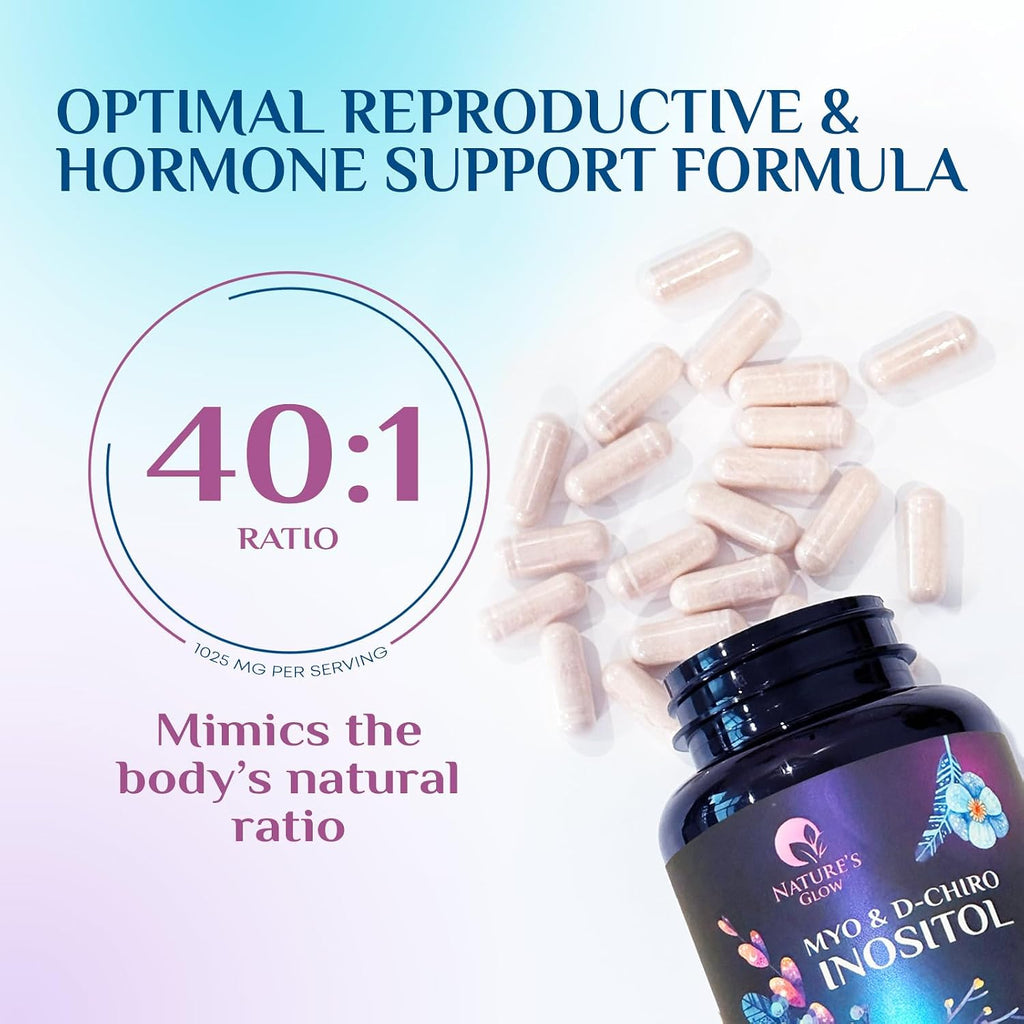 Nature's Glow Myo-Inositol & D-Chiro Inositol 1025 mg (40:1) - 120 Cápsulas Veganas