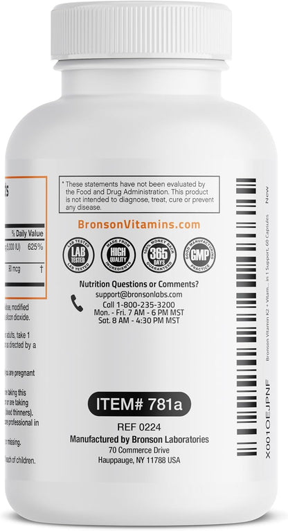 Bronson Complejo de Vitamina D3 (5000 UI) y K2 MK-7 (90 mcg) – 60 Cápsulas – Image 7