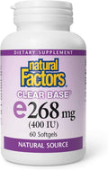 Natural Factors Clear Base Vitamina E 400 UI, 60 Cápsulas Blandas