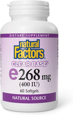 Natural Factors Clear Base Vitamina E 400 UI, 60 Cápsulas Blandas