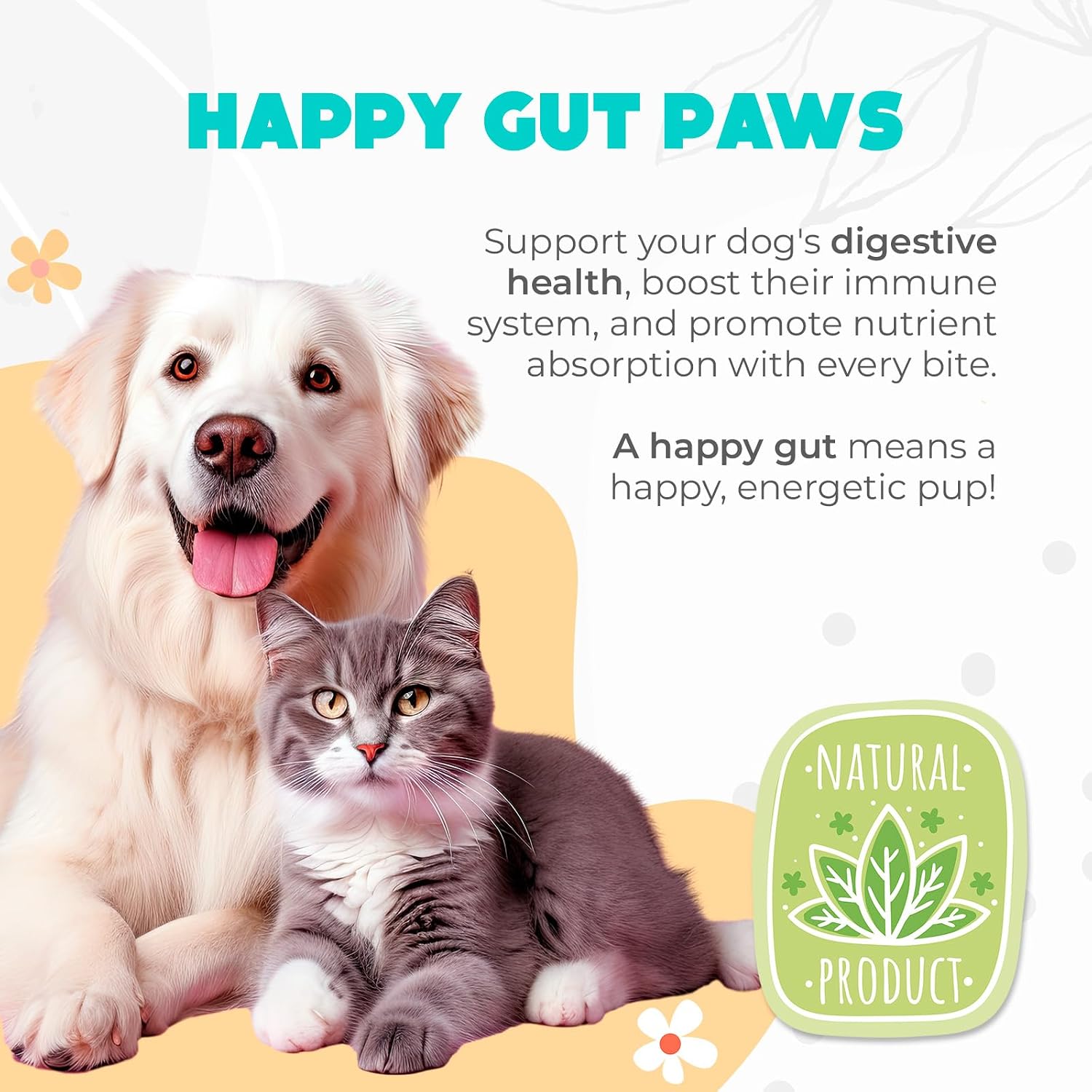 Probióticos para perros en masticables - 60 unidades - Apoyo digestivo y salud intestinal - Sabor a ternera