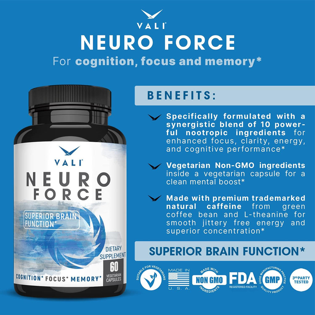 VALI Neuro Force Brain Booster - 60 Cápsulas Vegetales